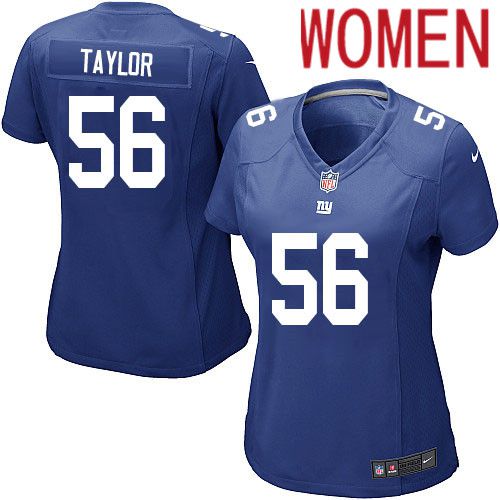 Women New York Giants #56 Lawrence Taylor Nike Royal Game NFL Jersey->women nfl jersey->Women Jersey